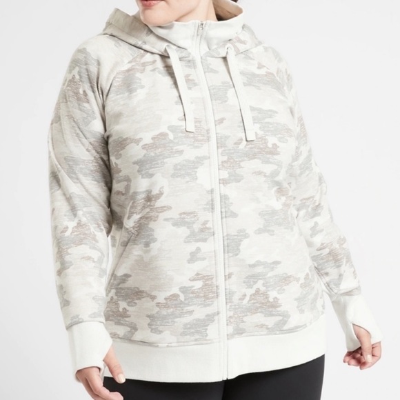 Athleta Jackets & Blazers - Athleta Triumph Printed Hoodie Full Zip Up Jacket Grey Gypsum Camo Gray XL